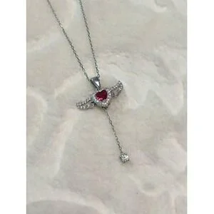 سلسله القلب المجنح الأحمر – Winged heart necklace - الصورة 3
