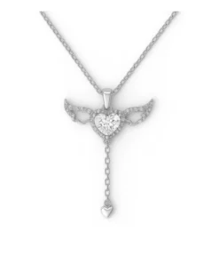 سلسله القلب المجنح الأبيض – Winged heart necklace